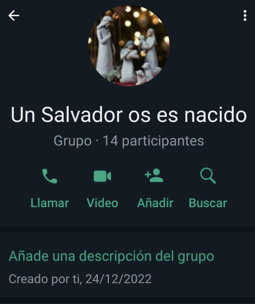 Grupo de Whatsapp para la actividad navideña